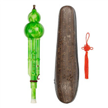 Hulusi Flute ABS Green Pumpkin Style C Instrument with Hard Case - Professional Chinese Wind Instrument