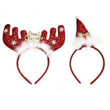 Alegría navideña, conjunto de diademas con figuras festivas, adorno para la fiesta con Papá Noel, astas de reno, adornos para la cima del árbol