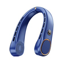 Neck Fan Rechargeable USB Wireless Wearable With 5 Speeds 3000mAh 360 Degree Airflow Bladeless Blue