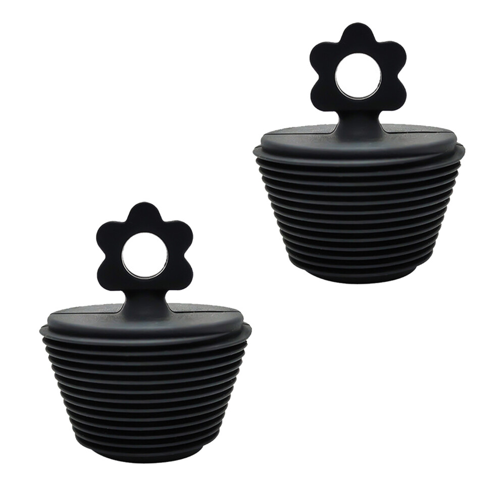 Washbasin Stopper, Silicone Bathtub Stopper With Simple Installation, Easy To Use For Kitchen And Bathroom Sinks, Black (Set Of 2) 9135470905867
