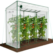 VOUNOT Garden Greenhouse w/Roll-Up Door, 135g/m² PE Cover, 200x77x170cm, White
