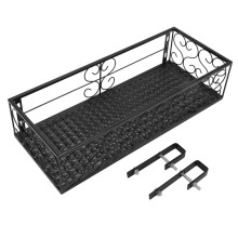 Balkon-Blumenständer, hochfestes Schweißverfahren, europäisches Design, Blumenregal für Garten, Zaun und Terrasse, klein: ca. 53 x 22 x 13,5 cm