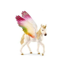 Figurină de jucărie unicorn de colecție, mânz unicorn curcubeu înaripat și set Pegasus adult cu coamă strălucitoare, aripi curcubeu, copite