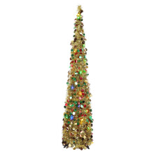 PopUp Christmas Tree with Lights & Ornaments, Easy Assembly Pencil Tree for Indoor Areas, 5FT Skinny Christmas Decor for Christmas Party