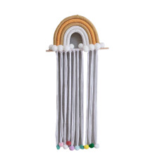 Haarspangen-Organizer für Mädchen, handgefertigter Wandhalter im Boho-Stil für Haarspangen, Regenbogen-Quasten-Haarschleifen, leuchtende und