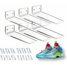 Zwevende schoenenrekken voor wandmontage, transparante acryl zwevende sneakerrekken, doorzichtige schoenenwandplank voor slaapkamer of hal,