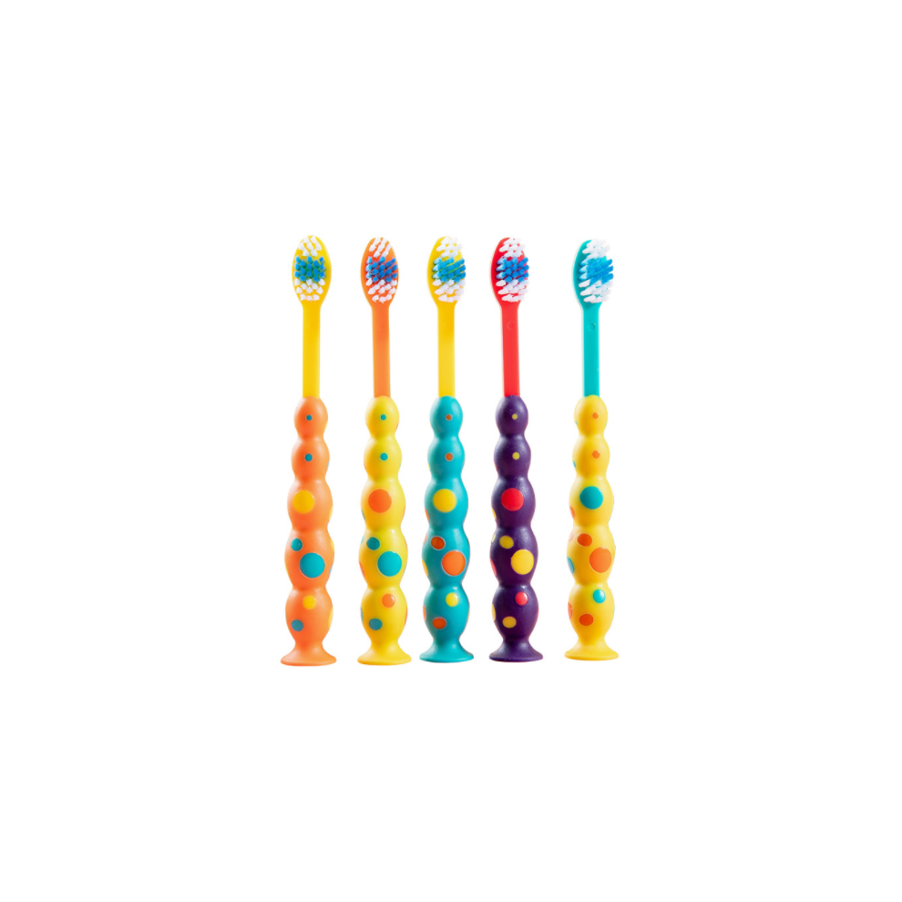 Kid Toothbrush For Gentle Teeth And Gums, Soft Bristles With Suction Cup For Easy Storage, Bpa-Free And Phthalates-Free, Bright Colors, Targeted Hygie