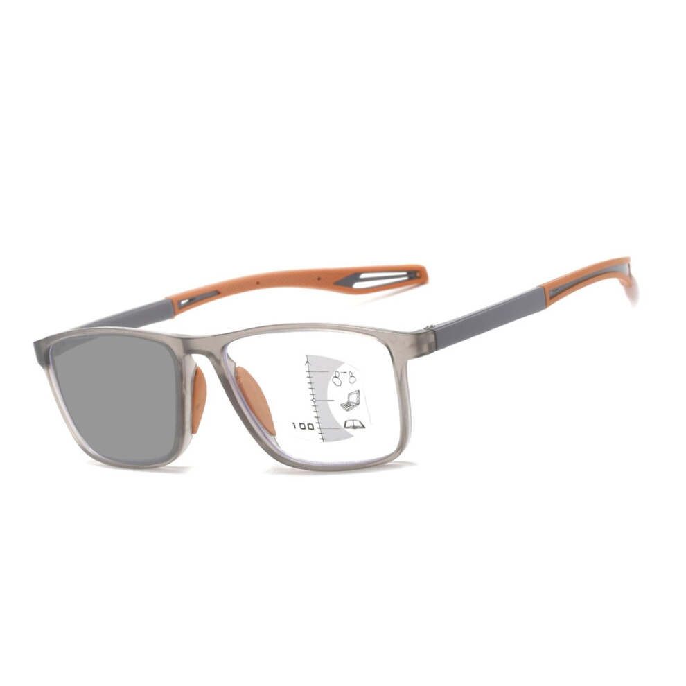 Blue/Light/Orange Flexible Sporty Reading Glasses Trifocal Blocking Ultraweight Photochromic Readers 3.5X