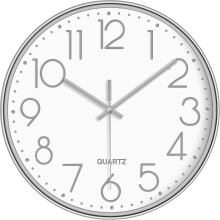 Automatic Time Synchronization, Atomic Clock 12 Inch, Brushed Gold Finish, Battery Operated, Easy To Read Large Numbers, For Living Room Or Office,