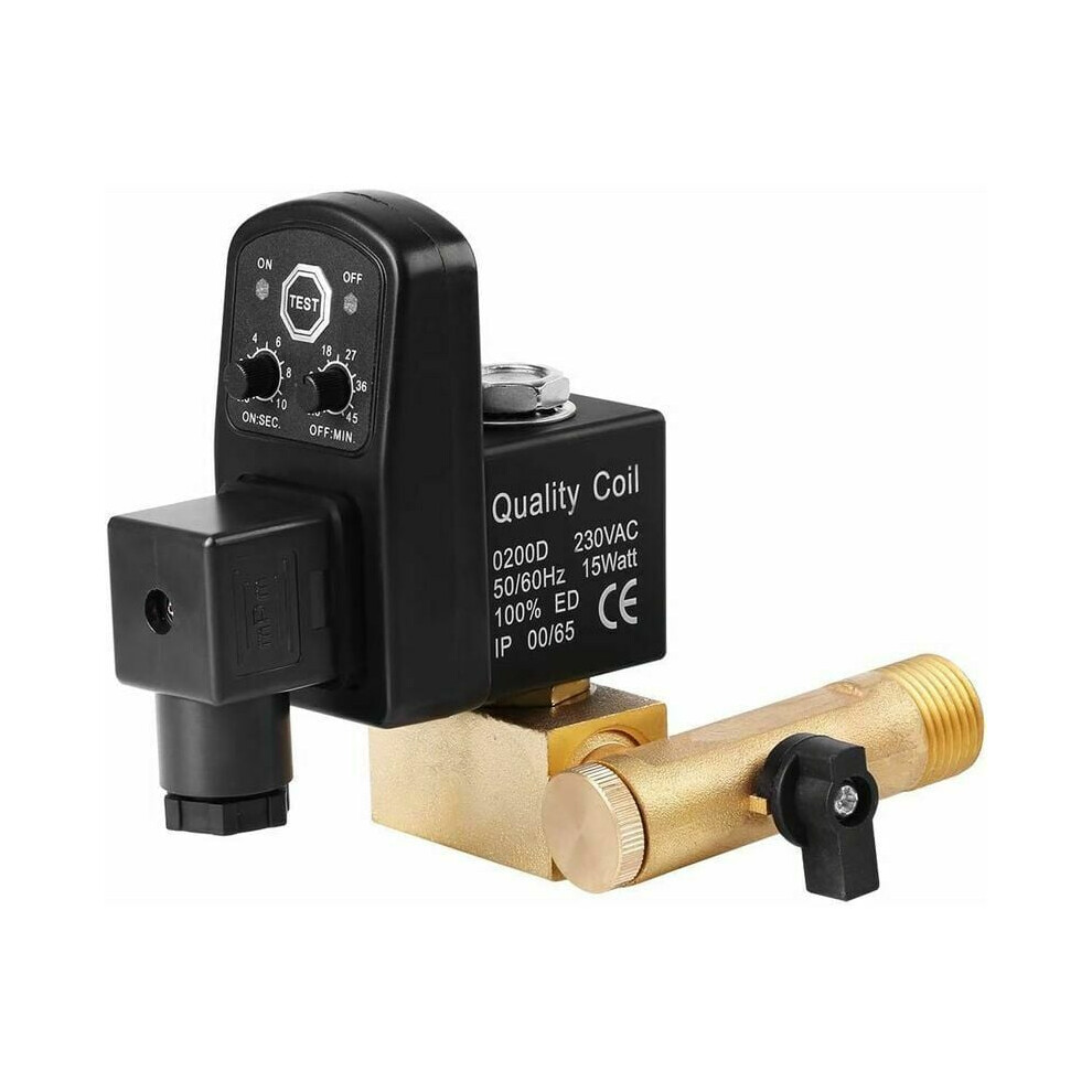 Adjustable Open Time Drain Valve For Air Compressors, Programmable Condensate Management With Stainless Steel Internals 9060116696291