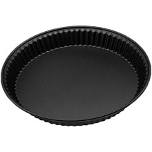 Riflet tærteform med aftagelig bund, kraftig konstruktion i kulstofstål, non-stick belægning for nem rengøring, alsidig bagepartner, perfekt