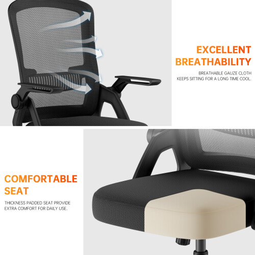 (Black)Ergonomic Office Chair with Headrest 2