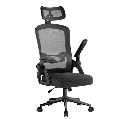 (Black)Ergonomic Office Chair with Headrest 1