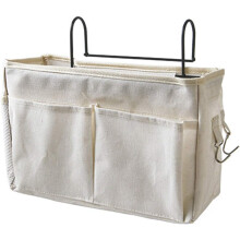 Contenitore da comodino resistente con molteplici tasche e ganci, grande capacità per dormitori, bagni, camere da letto, piccoli appartamenti, letti