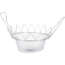 Steam Rinse Strain Fry Basket, Stainless Steel Fried Basket Flexible Design For Easy Cooking Boiling Or Frying Of Food, Silver, 23*11Cm