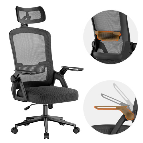 (Black)Ergonomic Office Chair with Headrest