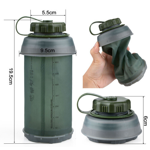 Protein Shake Companion, Μπλε Πτυσσόμενο Μπουκάλι Νερού 750ml με Ανθεκτικό στις Λειαντικές 2