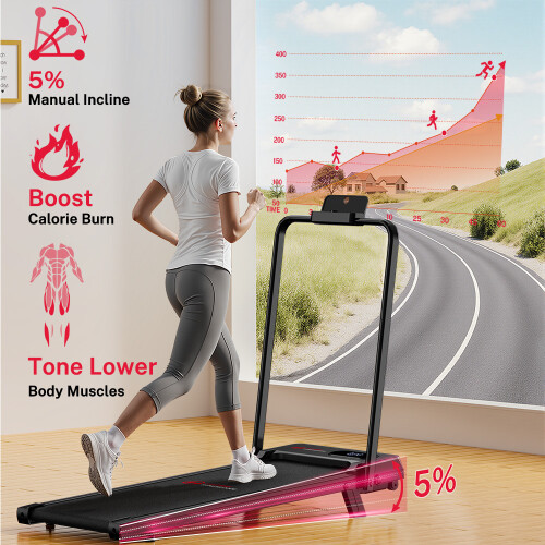 Foldable Treadmill with Handrail 1–6 km/h 1