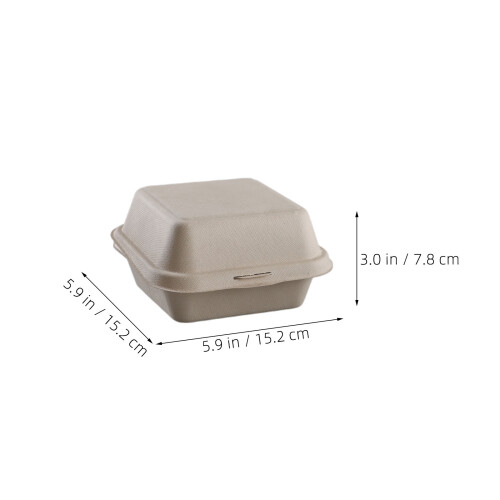 50Pcs Clamshell Take Out Containers: Natural Bagasse Boxes With Lids 2