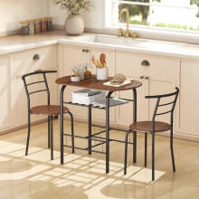 HOMCOM 3-Piece Bar Table Set 2 Stools Industrial Dining Room W/ Storage Shelf