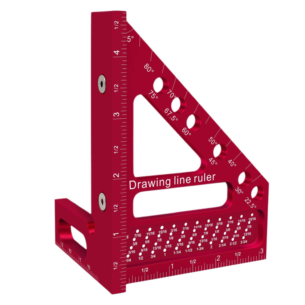 Multiangle Measuring Ruler Woodworking Protractor 22.590 Degree Aluminum Alloy Angle Gauge For Crafting Drawing 9323874326436