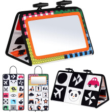 Enlightening Play: Black and White Contrast, Baby Mirror Toy For Cognitive Ability Improvement & Foldable Lightweight