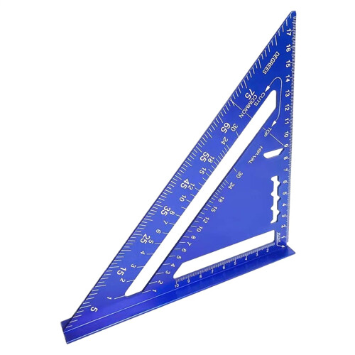 Set Square Metric Protractor Metal Precision Measuring Tool Blue For Woodworking Construction Drawing Architecture