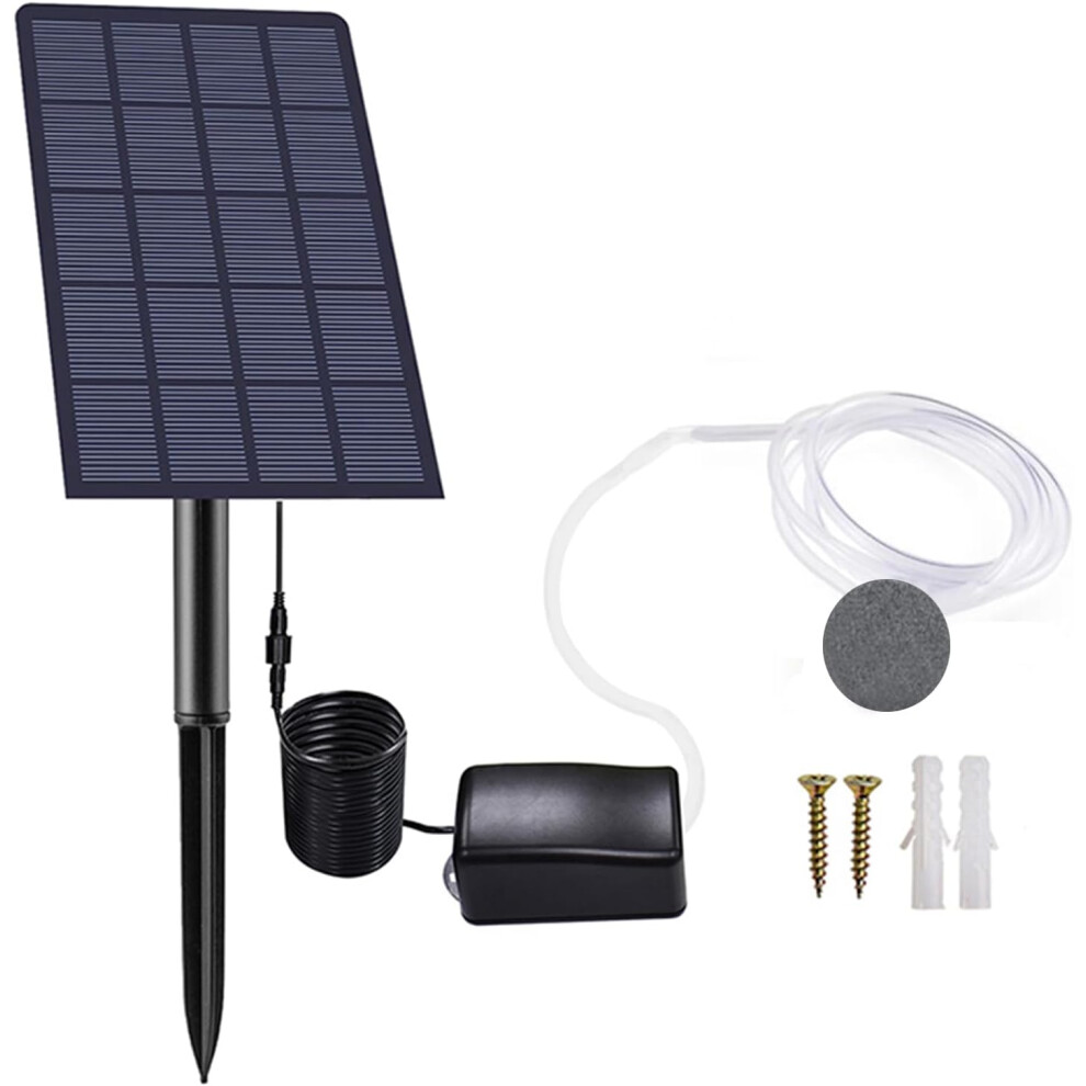 Solar Oxygenator Air Pump For Pond - 2.5W Aerator 1 Air Stone Oxygen Pump And Hose For Garden, Aquarium Fish Tank