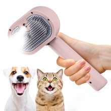 (Pink) 3Fit 1 cat steam brush for hair removal and grooming Spritz Cat Hair brush with foldable handle for long and short hair