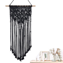 Boho makramé-gobeläng, elegant heminredning, unik bohemisk väggbonad, minimalistisk design, grå och vit, perfekt för ditt vardagsrum eller andra