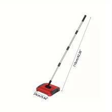 (Red`Black) Cordless Pet Hair Sweeper Broom - Non-Electric Handheld Vacuum Cleaner for Small Carpets & Office Floors, Lightweight