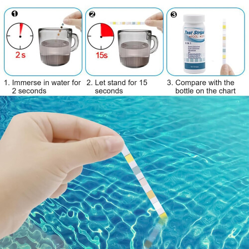 Pool Test Strips, Quick Pool Testing Kit, Quick Multifunctional Testing Paper Set with Cleaning Supplies for Pond Hot 1
