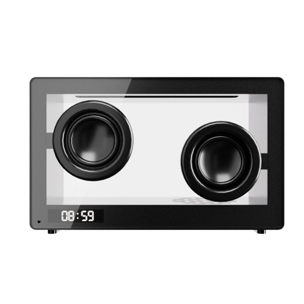 Portable Retro Bluetooth Speaker Clock Wireless Hifi Transparent Soundbar Rgb Tf Card Music Player Light/Black 9339159588987