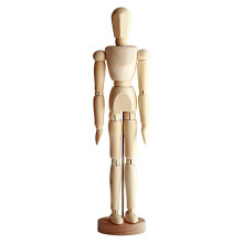 Een handig hulpmiddel voor studio-artiesten om de juiste verhoudingen en schaduwposities vast te leggen. Flexibele, beweegbare houten mannequin met