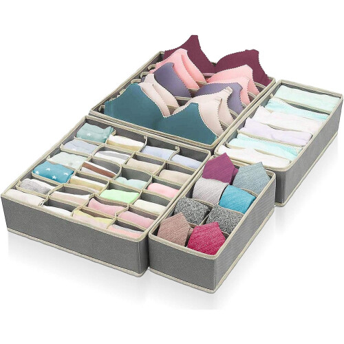 Durable Eco-Friendly Fabric Drawer Organizer, Non-Woven Material Storage Box With Foldable Design For Various Storage Needs (4PCS)