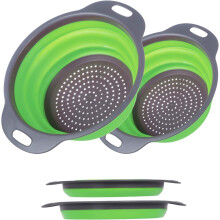 Round Collapsible Drain Basket, Heat Resistant Silicone Folding Colander, Non-Slip Handle for Safe Use, Durable Design for Longevity, Wide Application