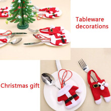 Feestelijke tafeldecoraties, bestekhouder voor feestelijke sfeer, bestektas met kerstmanmotief, herbruikbare bestekhouder voor kersttafels