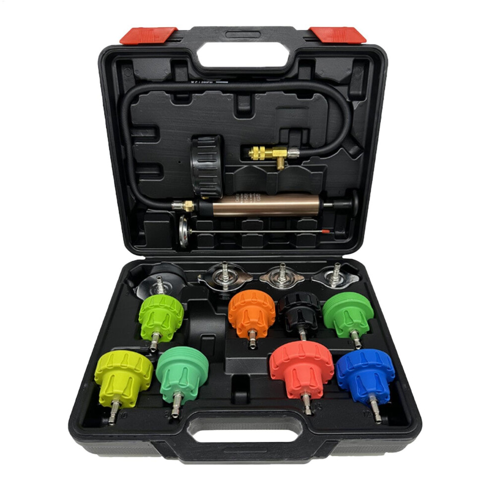 Radiator Pressure Tester Kit With 12 Adapters For Quick Leak Detection And Engine Compression Test 9323874331171