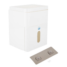 Tissue Box Cover With Storage Tray, Stylish Design Eco-Friendly Material Square Napkin Holder For Bathroom Vanity, Waterproof Punch-Free Wall Mounting