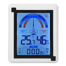 Innendørstermometer Digital værstasjon Fuktighetstermometer med bakgrunnsbelysning Berøringsskjerm LCD Værbestandig hygrometer For barnehage