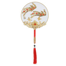 Gepersonaliseerde fotocollage-geïnspireerde trouwwaaier met traditionele Chinese elementen, oorbellenhouder en display, bruidswaaier voor