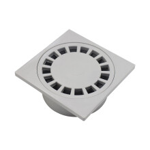 Firkantet rist med kliklås til bruseafløb, PVC-sifonlåg med effektiv dræning til haver, indkørsler og terrasser, 150x150 mm gråt design