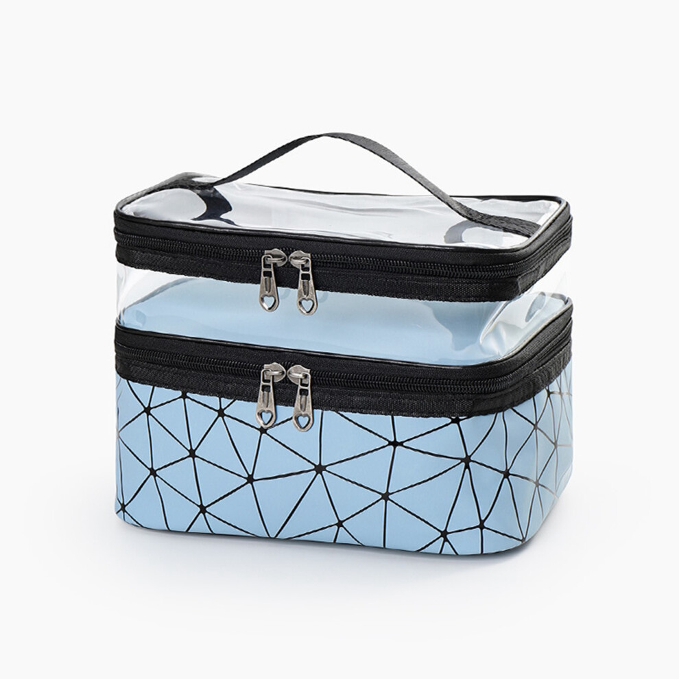 Transparent Pvc Cosmetic Bag, Waterproof Travel Toiletry Pouch For Easy Item Identification, Double Layer Makeup Organizer, Large Capacity Multipurpos