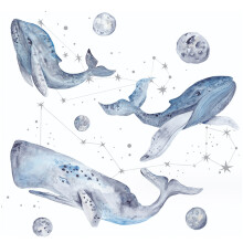 Vintage blauwe oceaan muurstickers met zelfklevende achterkant voor de kinderkamer, veilige en niet-giftige muurstickers met onderwaterthema voor de