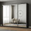 (250cm, Black) FHI-DUBAI Mirrored Sliding Door Wardrobe 1