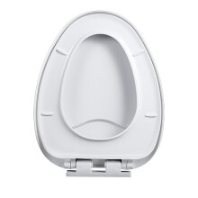 Toiletsæde med blød lukning, hvid, D-formet, blødt lukkende toiletsæde med topfastgørelsessystem, stillelukkende PP-materiale toiletlåg til