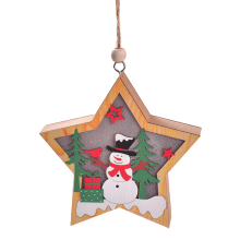 Xmas Ornaments Warm Yellow Light, Hanging Decoration of Natural Wood for Beautiful Art Decorations, Christmas Party Decor with Fine Carving Craftsmans