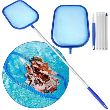 Skimmer pentru piscină, tijă telescopică detașabilă din aluminiu, plasă de skimmer cu ochiuri ultrafine pentru piscine, spa-uri leneșe,