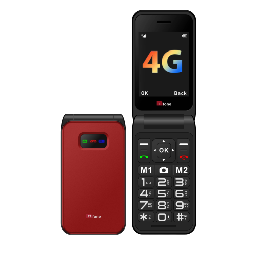 (USB Cable, No SIM) TTfone TT760 Red 4G Big Button Mobile Phone