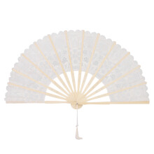 Eleganter, faltbarer Handfächer für Damen, milchweißes spanisches Stickblumenmuster, ein zeitloses Accessoire für besondere Anlässe und als